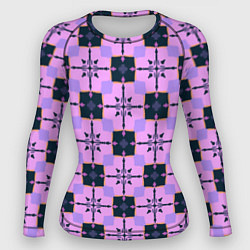 Рашгард женский Квадраты с цветочными перекрестиями, цвет: 3D-принт