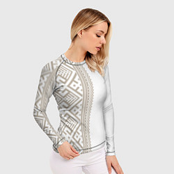 Рашгард женский Узоры славянские в бежевом цвете, цвет: 3D-принт — фото 2