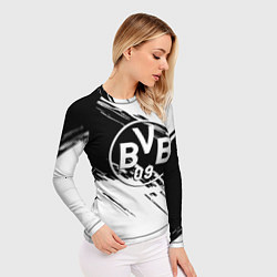 Рашгард женский Borussia черно белые полосы, цвет: 3D-принт — фото 2