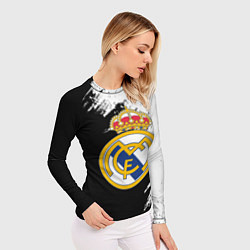 Рашгард женский Real Madrid текстура штрихи, цвет: 3D-принт — фото 2