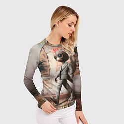 Рашгард женский Пришелец в костюме в полосочку, цвет: 3D-принт — фото 2