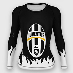 Рашгард женский Ювентус белый огонь текстура, цвет: 3D-принт