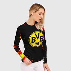 Рашгард женский Боруссиа огненные краски текстура, цвет: 3D-принт — фото 2