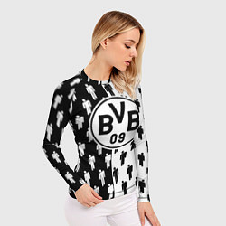 Рашгард женский Borussia черно белые люди, цвет: 3D-принт — фото 2