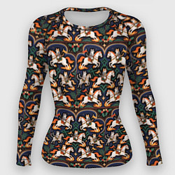 Женский рашгард Новогодние коты всадники на лошади