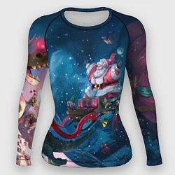 Женский рашгард Санта с динозавром
