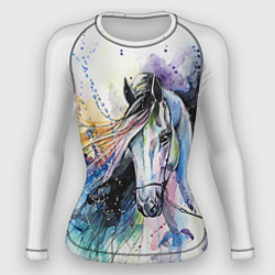 Рашгард женский Акварельная лошадь, цвет: 3D-принт