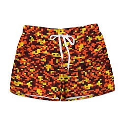 Шорты женские Камуфляж пиксельный: оранжевый/желтый, цвет: 3D-принт