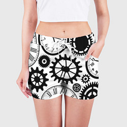 Шорты женские Часы и шестеренки, цвет: 3D-принт — фото 2