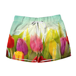 Женские шорты Цветущие тюльпаны
