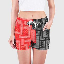 Шорты женские 3D Бандана v red-black, цвет: 3D-принт — фото 2