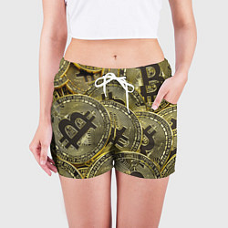 Шорты женские БИТКОИНЫ МОНЕТЫ, цвет: 3D-принт — фото 2