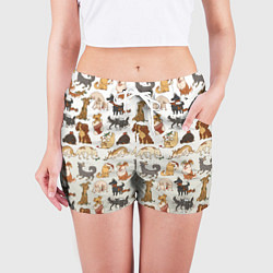 Шорты женские Узор песики собачки гав, цвет: 3D-принт — фото 2