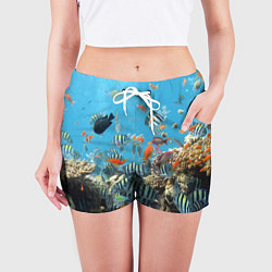 Шорты женские Коралловые рыбки, цвет: 3D-принт — фото 2