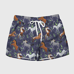 Шорты женские Лошадки узор, цвет: 3D-принт