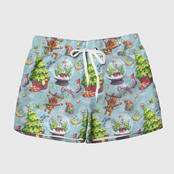 Шорты женские Merry Christmas Pattern, цвет: 3D-принт