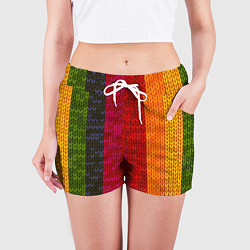 Шорты женские Вязаная радуга, цвет: 3D-принт — фото 2