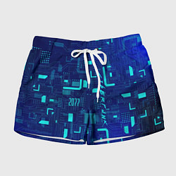 Шорты женские Киберпанк Зима 2022, цвет: 3D-принт