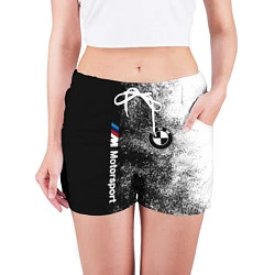 Шорты женские БМВ Черно-белый логотип, цвет: 3D-принт — фото 2