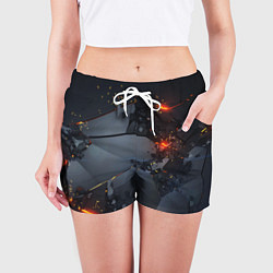Шорты женские НЕОНОВЫЙ ВЗРЫВ ПЛИТЫ, ОБЛОМКИ NEON EXPLOSION, цвет: 3D-принт — фото 2