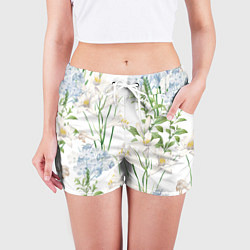 Шорты женские Цветы Утонченные и Яркие, цвет: 3D-принт — фото 2