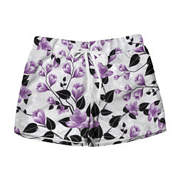 Женские шорты Распустившиеся фиолетовые цветы