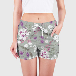 Шорты женские Цветы Романтический Сад, цвет: 3D-принт — фото 2
