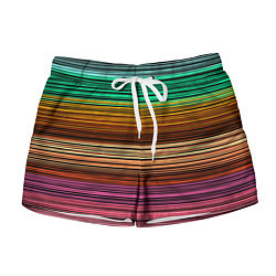 Шорты женские Multicolored thin stripes Разноцветные полосы, цвет: 3D-принт