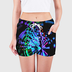 Шорты женские Неоновые дискообразные узоры - Синий, цвет: 3D-принт — фото 2