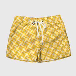 Шорты женские Белые крестики на желтом фоне, цвет: 3D-принт