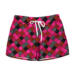 Женские шорты Розово-красный геометрический узор