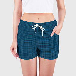 Шорты женские Темно синий клетчатый узор, цвет: 3D-принт — фото 2