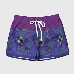 Женские шорты Combined burgundy-blue pattern with patchwork