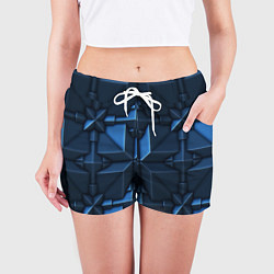 Шорты женские Синяя объёмная броня киборга, цвет: 3D-принт — фото 2