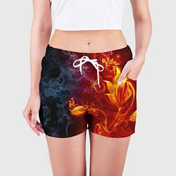 Шорты женские Огненный цветок с дымом, цвет: 3D-принт — фото 2