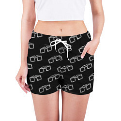 Шорты женские Модные очки черно-белый узор, цвет: 3D-принт — фото 2