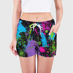 Шорты женские Для граффити - абстрактные брызги, цвет: 3D-принт — фото 2