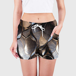 Шорты женские Бронзовая чешуя дракона доспех, цвет: 3D-принт — фото 2
