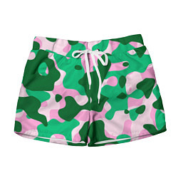 Женские шорты Абстрактные зелёно-розовые пятна