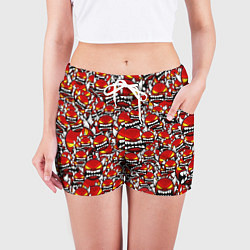 Шорты женские Геометри Даш демоны паттерн, цвет: 3D-принт — фото 2