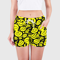 Шорты женские Кислотный желтый смайлик, цвет: 3D-принт — фото 2