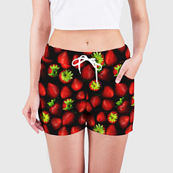 Шорты женские Клубничка - ягоды, цвет: 3D-принт — фото 2