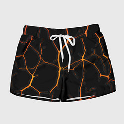 Шорты женские Оранжевые трещины, цвет: 3D-принт