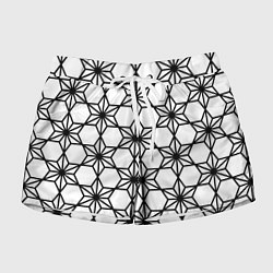 Женские шорты Чёрно-белый абстрактный паттерн из звёзд