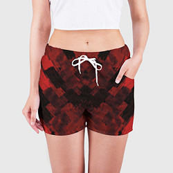 Шорты женские Полосы красные и чёрные, цвет: 3D-принт — фото 2