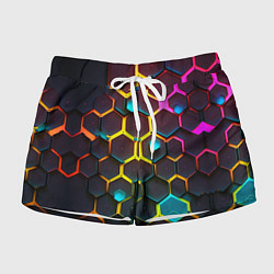 Женские шорты Неоновые абстрактные соты