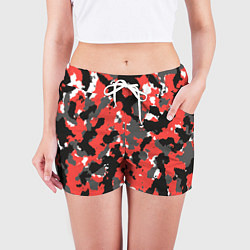 Шорты женские Красно-черный камуфляж, цвет: 3D-принт — фото 2