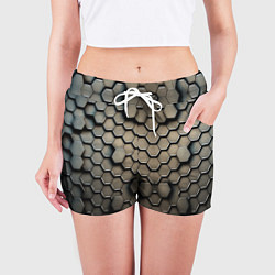 Шорты женские Сталь и соты, цвет: 3D-принт — фото 2