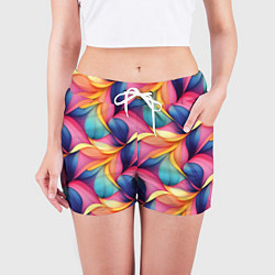 Шорты женские Абстрактные цветы в узоре, цвет: 3D-принт — фото 2