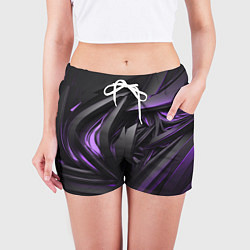 Шорты женские Черно-фиолетовые объекты, цвет: 3D-принт — фото 2
